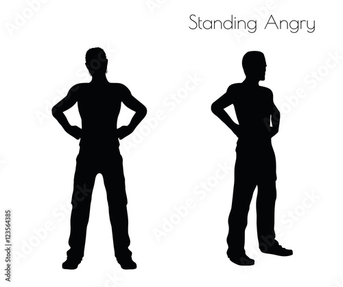 man in Standing Angry pose on white background