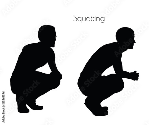 man in Sitting Squatting  pose on white background