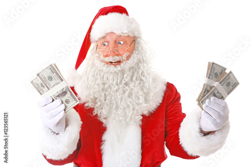 Santa Claus holding money o...