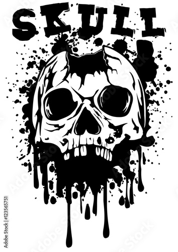 punched skull and lettering skull