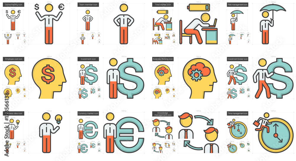 Fototapeta premium Business line icon set.