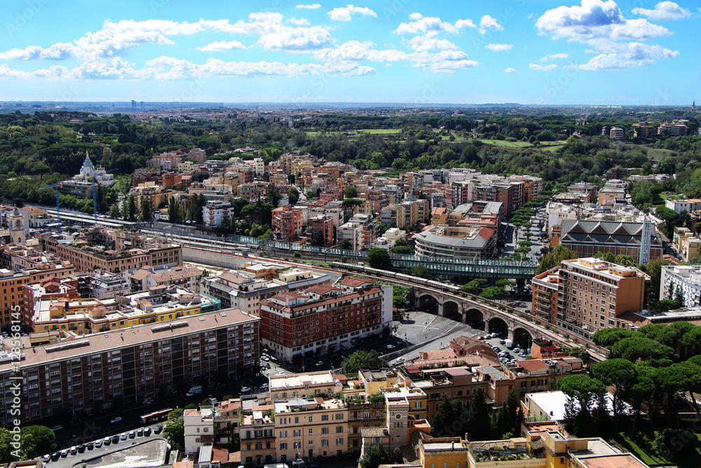 
View of the city of Rome from the height of bird flight