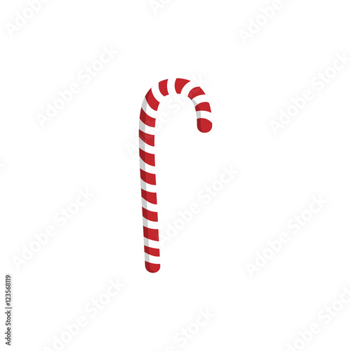 Candy cane clip-art, isolated on white. Vector illustration, design element for greeting card, web site, banner. Christmas and New Year striped icon, red and white color