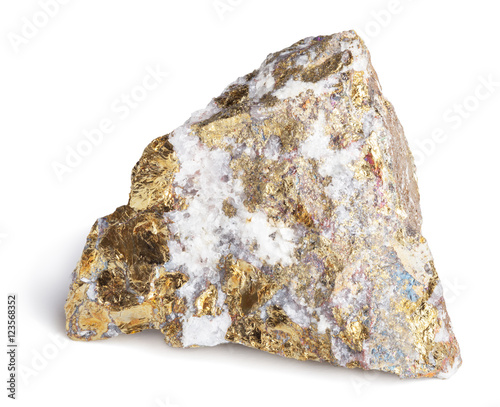 Chalcopyrite isolated on white with clipping path