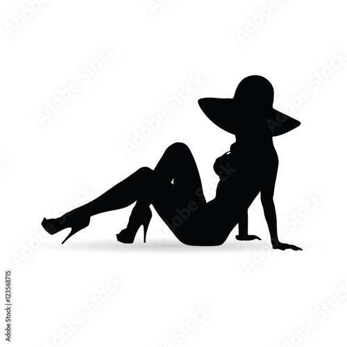 girl pretty silhouette illustration in black