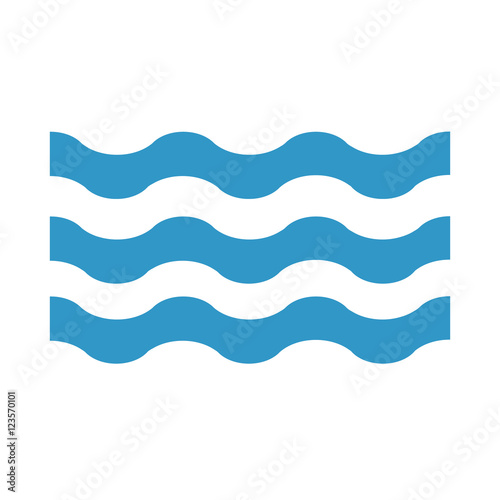 Abstract waves of water flat icon. Blue. Vector illustration