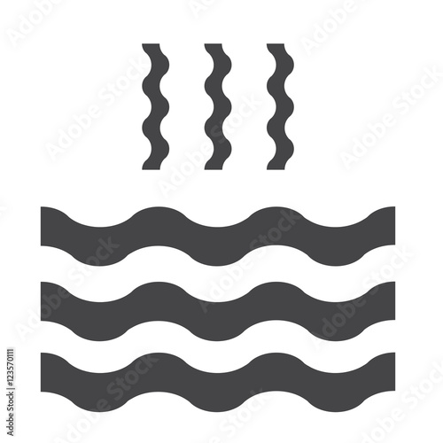 Abstract waves of water and evaporation flat icon. Black. Vector illustration