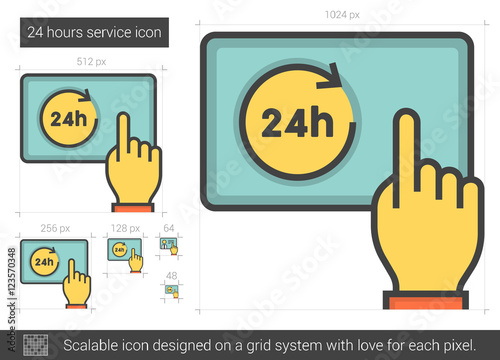 Twenty four hours service line icon.