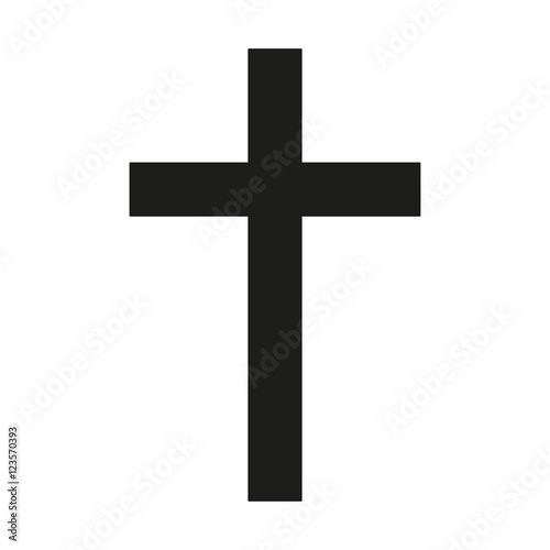 Latin Cross Icon black silhouette. Ancient Christian sign. Vector illustration.