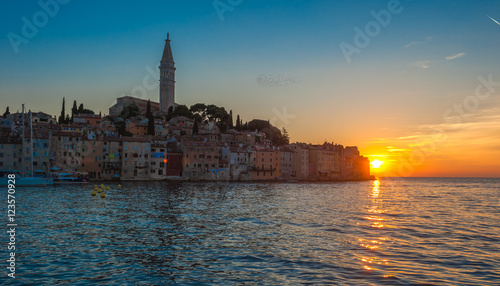 Old town of Rovinj at sunset, Istrian Peninsula, Croatia