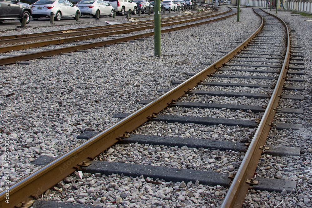 Naklejka premium Rieles de tren