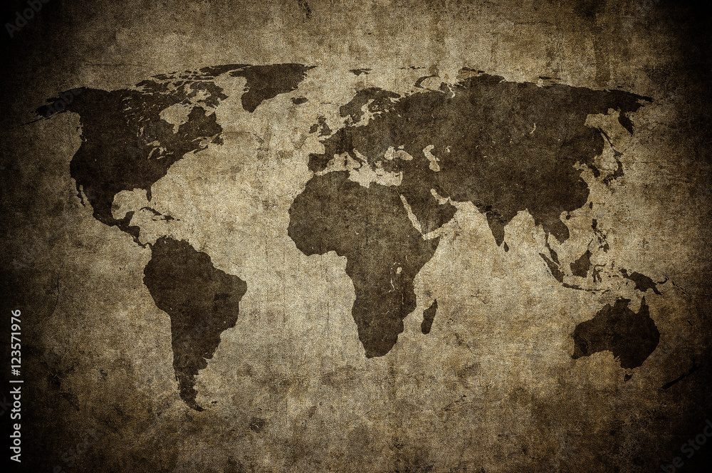 Plakat mapa grunge świata