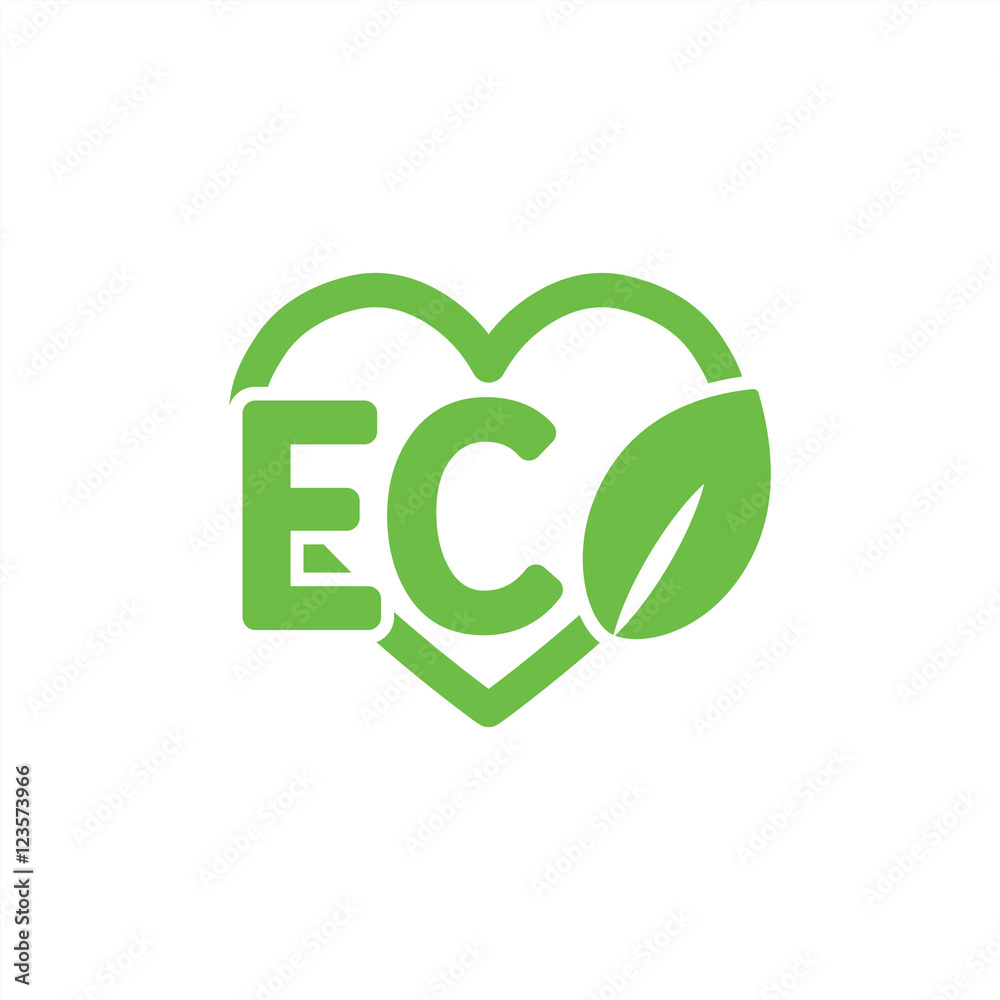 ecology sign eco character emblem label word with heart green si ecology sign eco character emblem label word with heart green si
