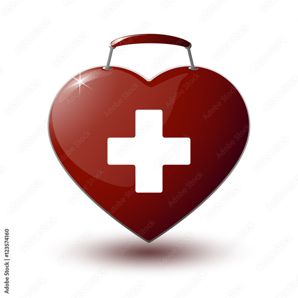 Obraz premium red medical bag in the form of heart