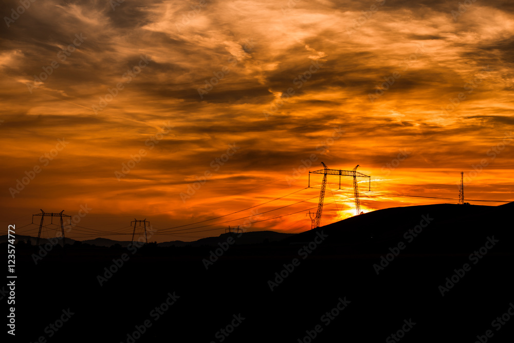Obraz premium Amazing sunset and clouds,near Deva ,Romania