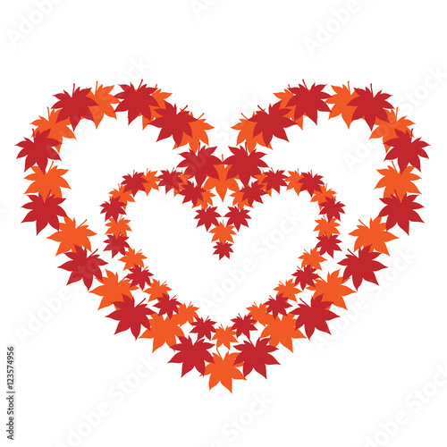 Heart in heart from autumn leaves