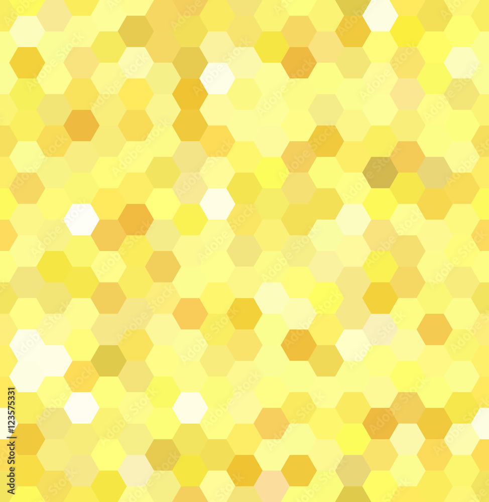 Background made of yellow hexagons. Seamless background. Square composition with geometric shapes
