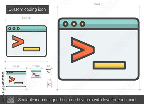 Custom coding line icon.