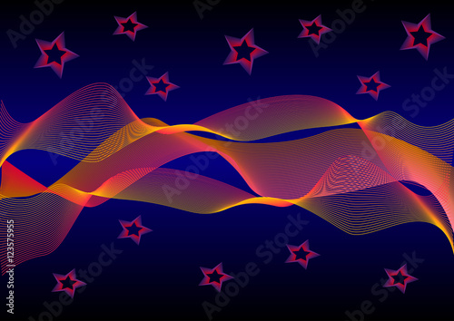 abstract beams of light waves and stars