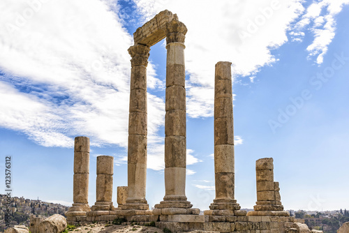 View of Temple of Hercules in Amman, Jordan. It is the most significant Roman structure in the Amman Citadel, which is considered to be among the world's oldest continuously inhabited places.