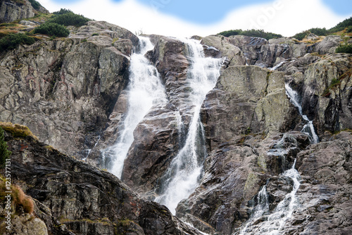 mountain waterfall   Mountain view with the huge waterfall  