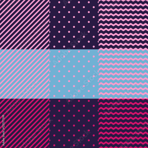 Vector seamless pattern. Set of geometric backgrounds.