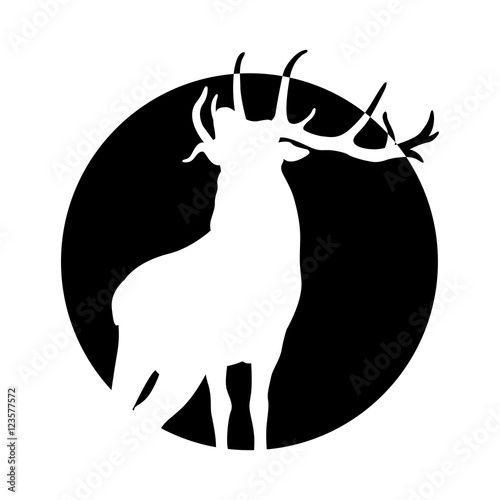 deer head vector illustration black silhouette circle