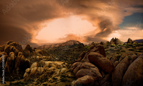 Fotografija Desert landscape with storm clouds