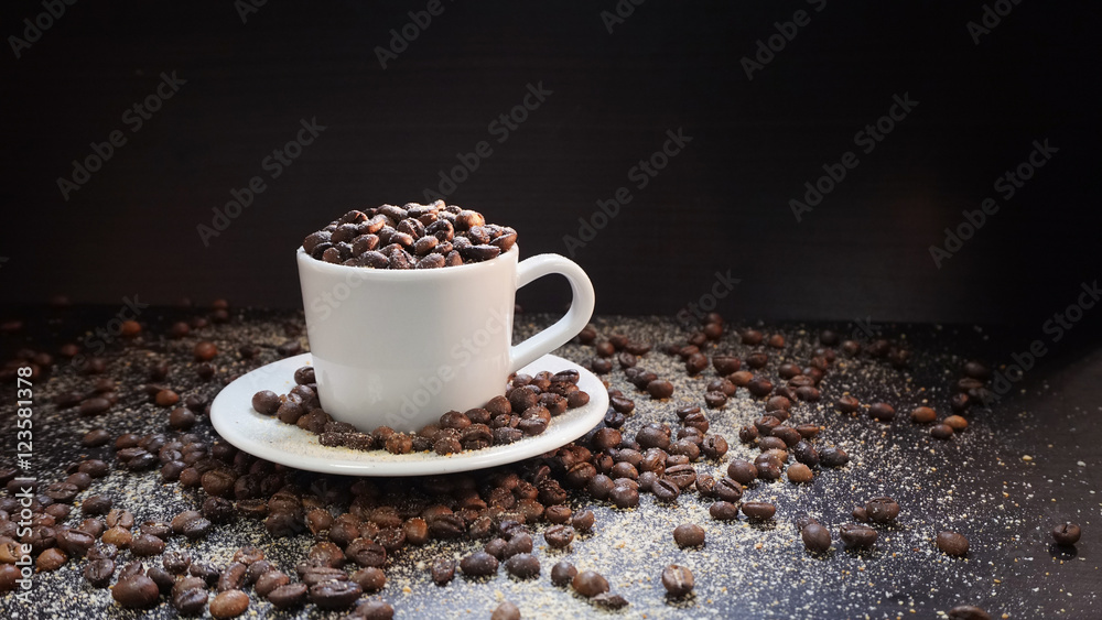 Coffee Beans On Dark Background Coffee Beans On Dark Background