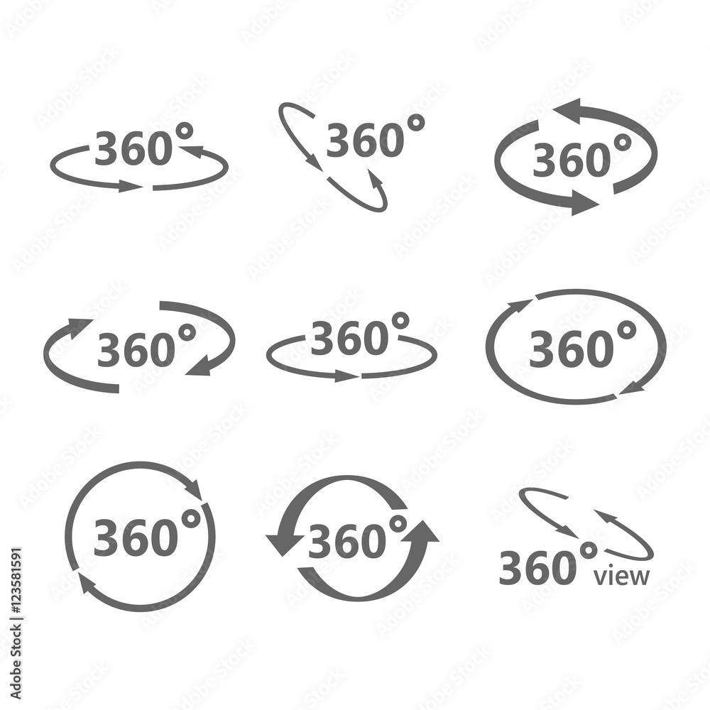 360 Degrees View Vector Icon. 360 Degrees View Vector Icon.
