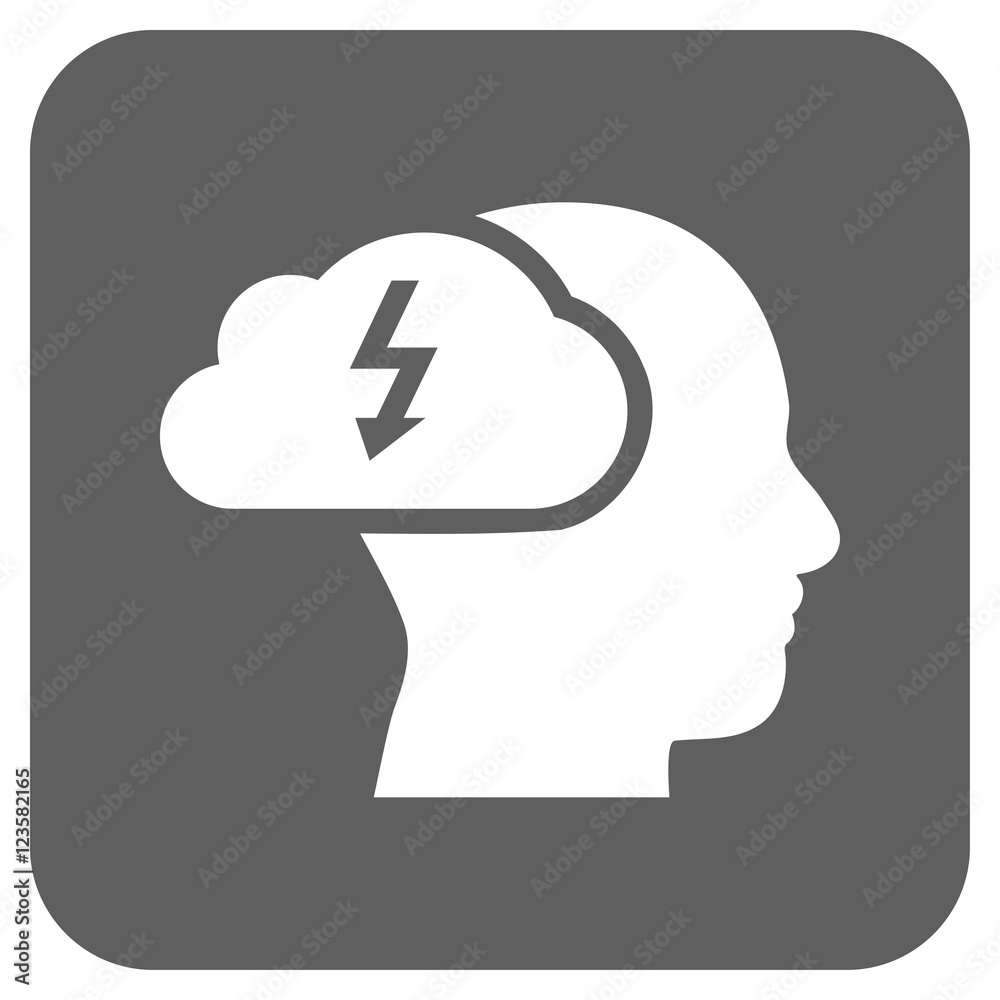 Brainstorming vector icon. Image style is a flat icon symbol on a rounded square button, white and silver gray colors. Brainstorming vector icon. Image style is a flat icon symbol on a rounded square button, white and silver gray colors.