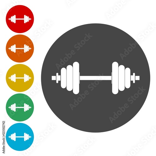 Dumbbell icon. Fitness sport symbol