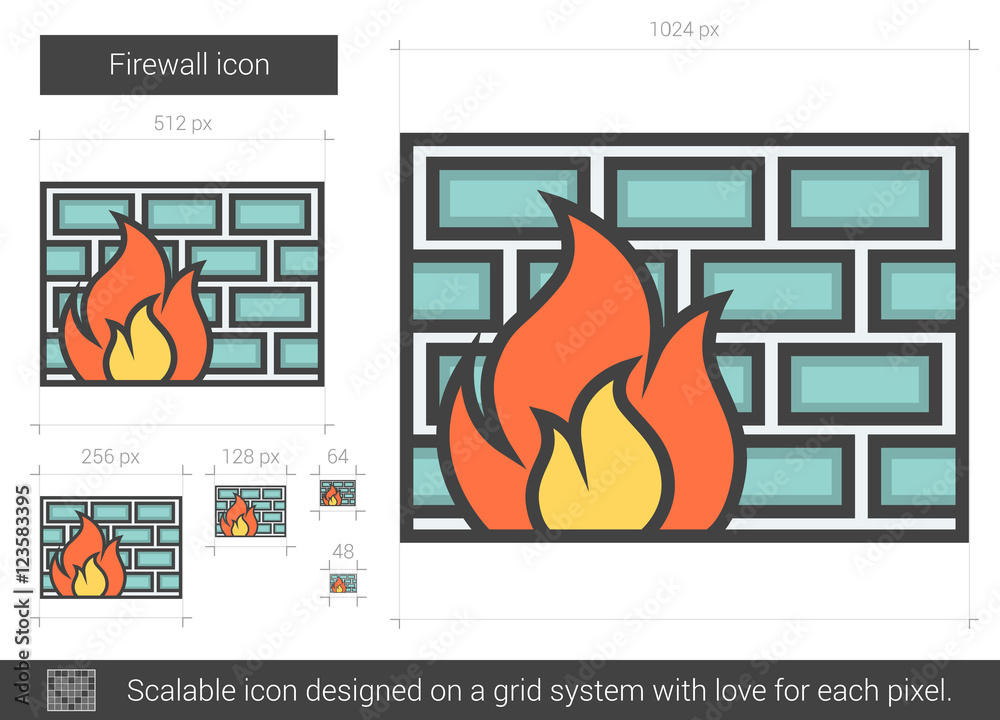 Naklejka premium Firewall line icon.