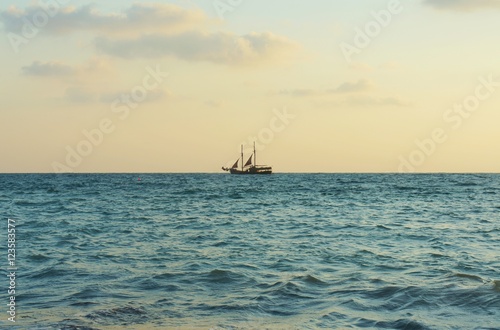 A lone sailboat