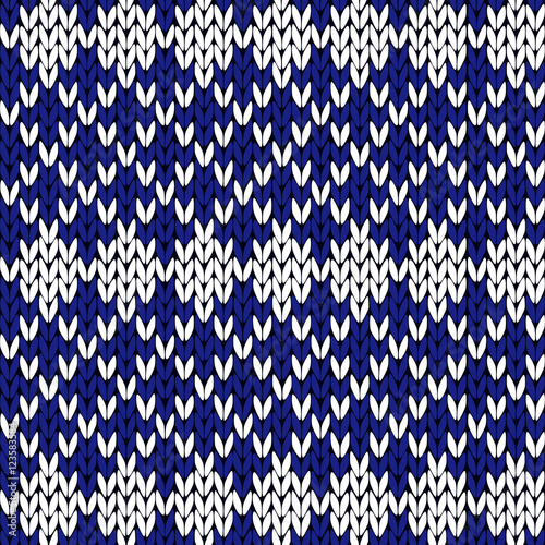 Contrast seamless knitting pattern in blue and white colors