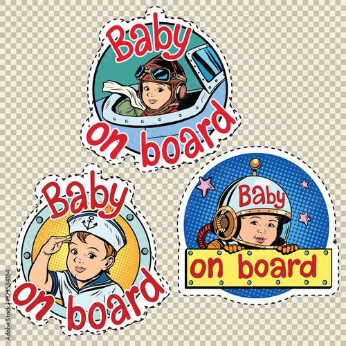 set of stickers baby on board