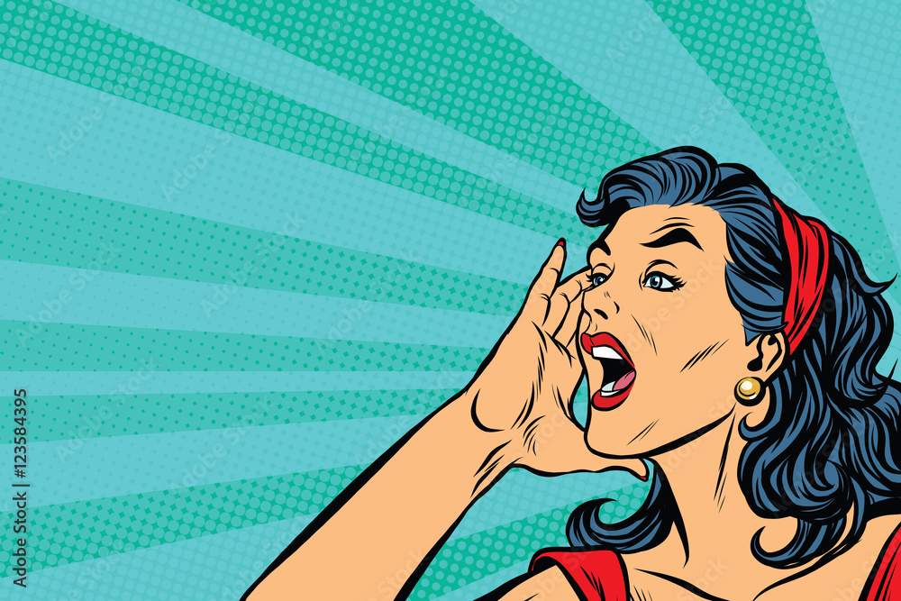 Pop art retro girl screams Pop art retro girl screams