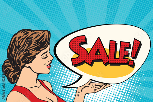 Pop art girl and sales