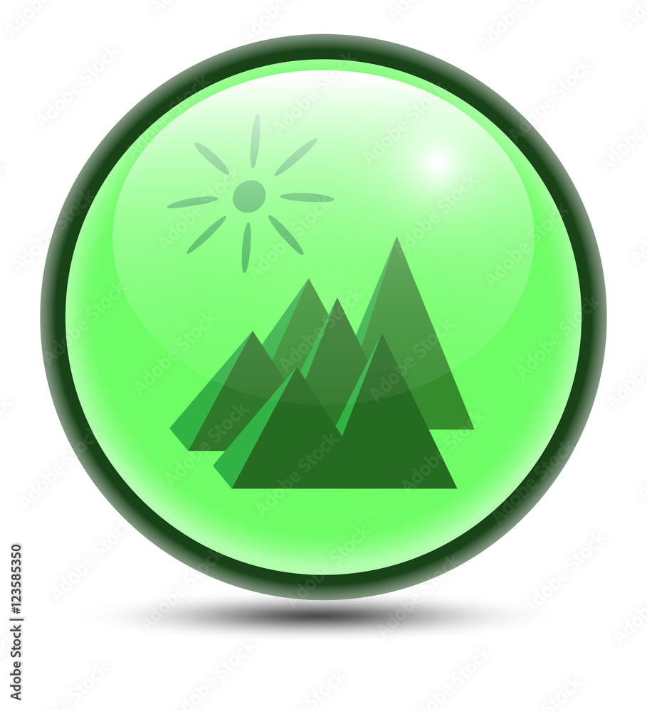 Image spherical icon of mountain recreation. Glossy button. Image spherical icon of mountain recreation. Glossy button.