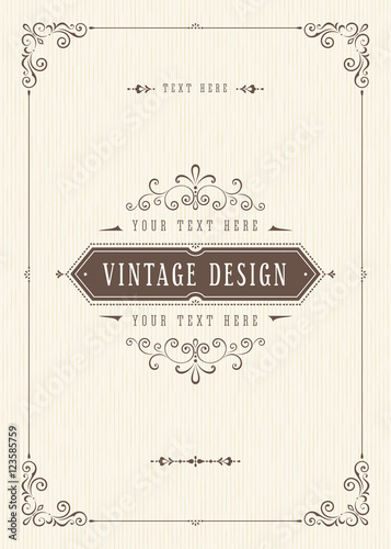 Ornate vintage card design with ornamental flourishes frame.