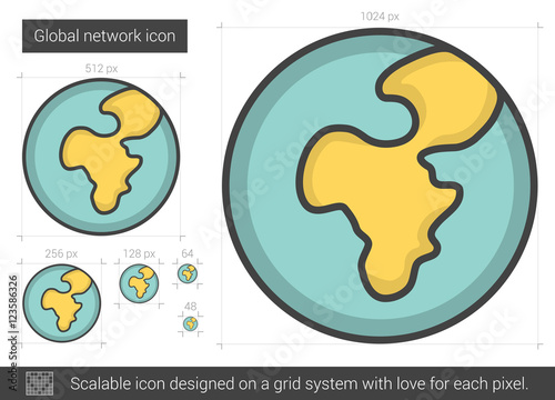 Global network line icon.