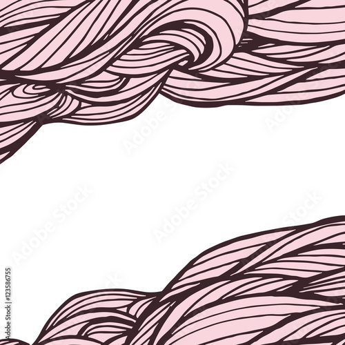 Abstract colored vector frame with waving curling lines.