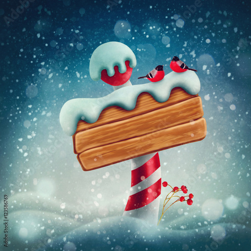 Fototapeta Wooden brown sign