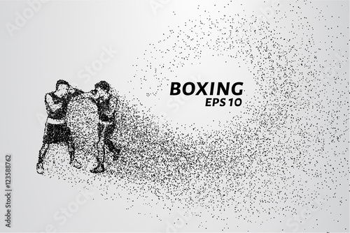 The Boxing of the particles. A Boxing match consists of small circles. The attacking boxers. Vector illustration