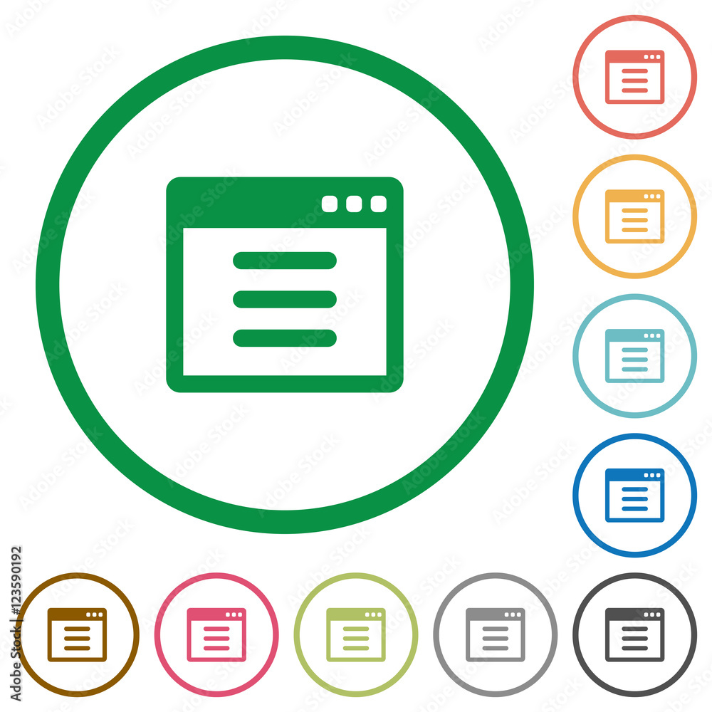 Application options outlined flat icons Application options outlined flat icons