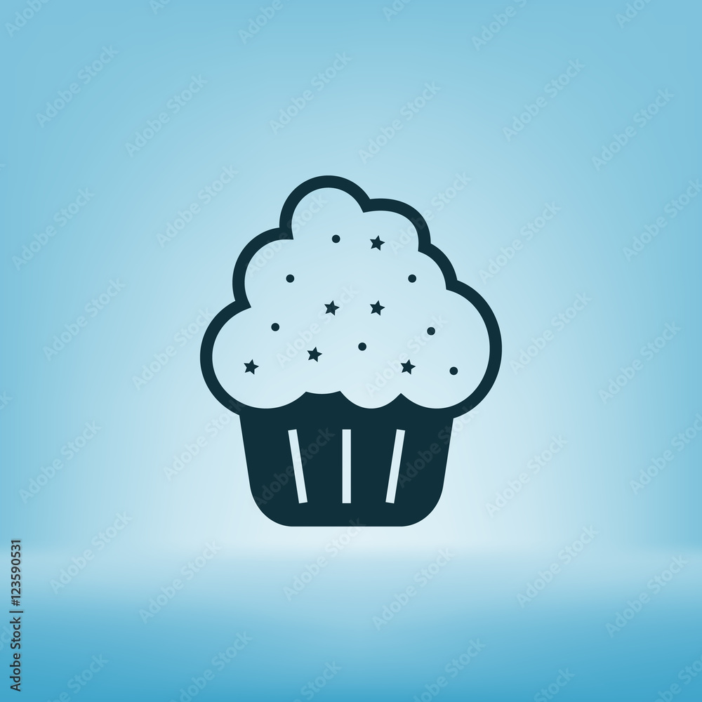 Flat paper cut style icon of cake Flat paper cut style icon of cake