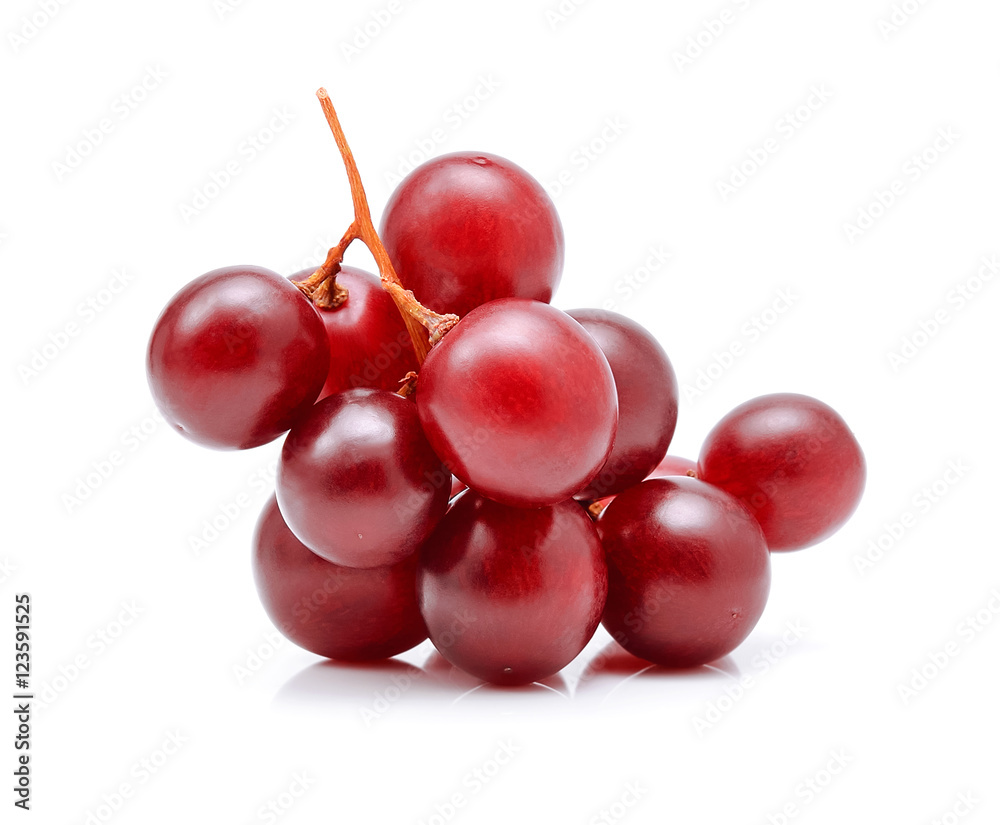 red grapes isolated on white background