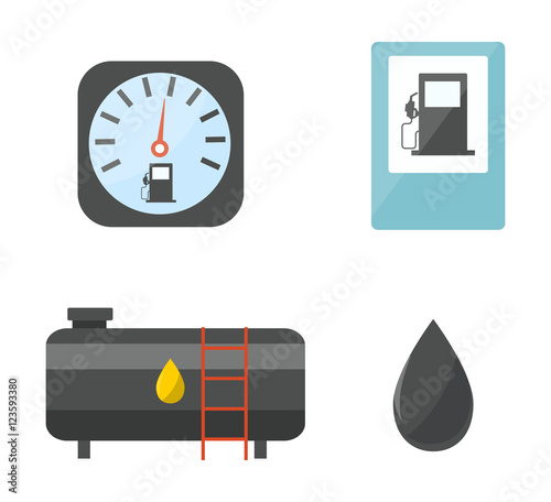 Gas oil station vector set.
