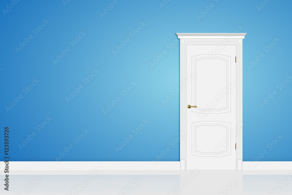 Blue abstract 3D geometrical design door in interior. Vector Blue abstract 3D geometrical design door in interior. Vector