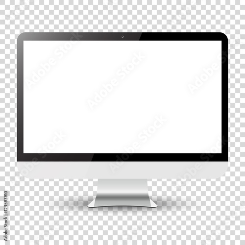 Computer monitor isolated on transparent background, Vector